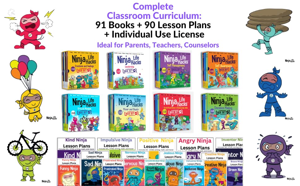 Ninja Life Hacks Growth Mindset 8 Book Box Set (Books 9-16: Perfect, Money, Anxious, Gritty, Dishonest, Shy, Unplugged, Diversity)